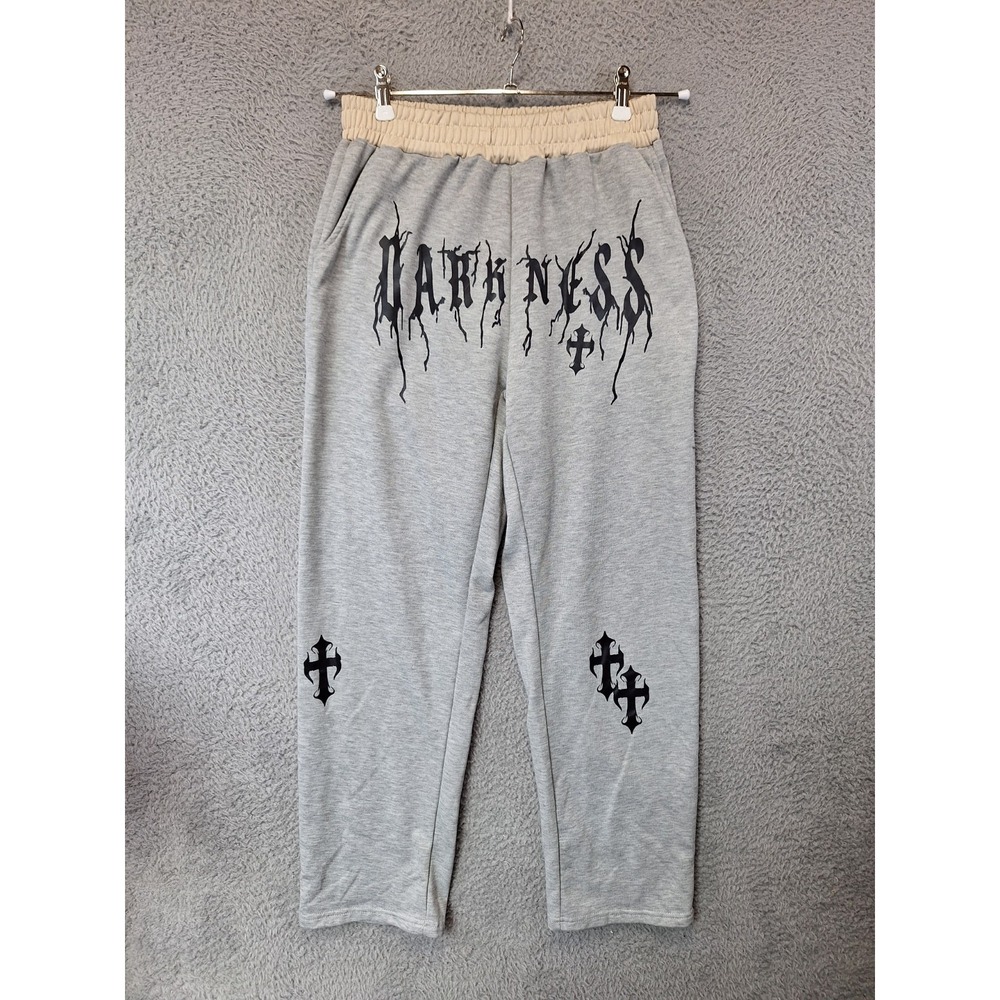 Manfinity sweatpants Mens Medium Gray Gothic Stretch Loose Fit Elastic Waist